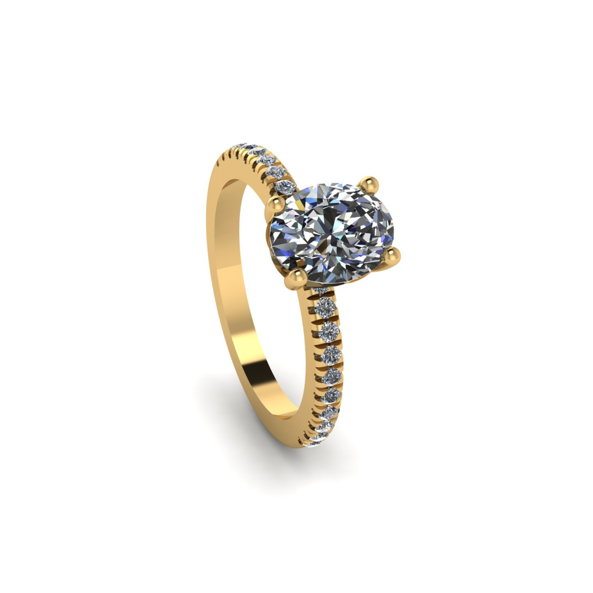 Floris Oval Diamond Ring With Diamonds on Shoulder