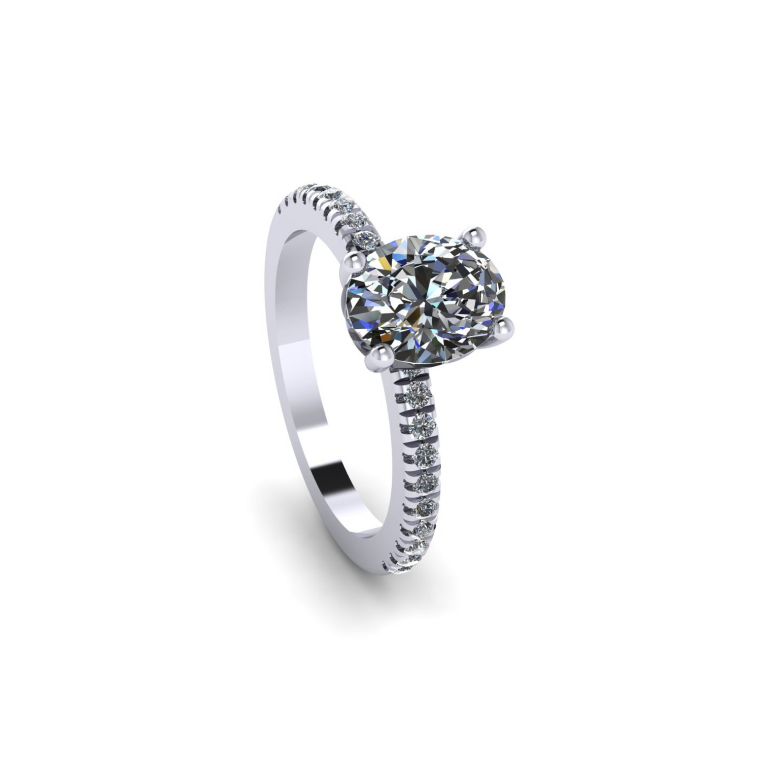 Floris Oval Diamond Ring With Diamonds on Shoulder