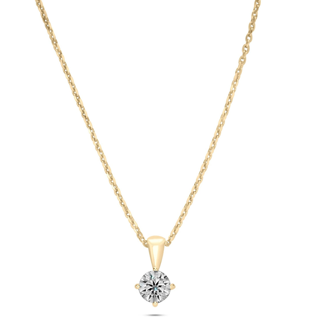 Diamond Solitaire Necklace - 18k Yellow Gold