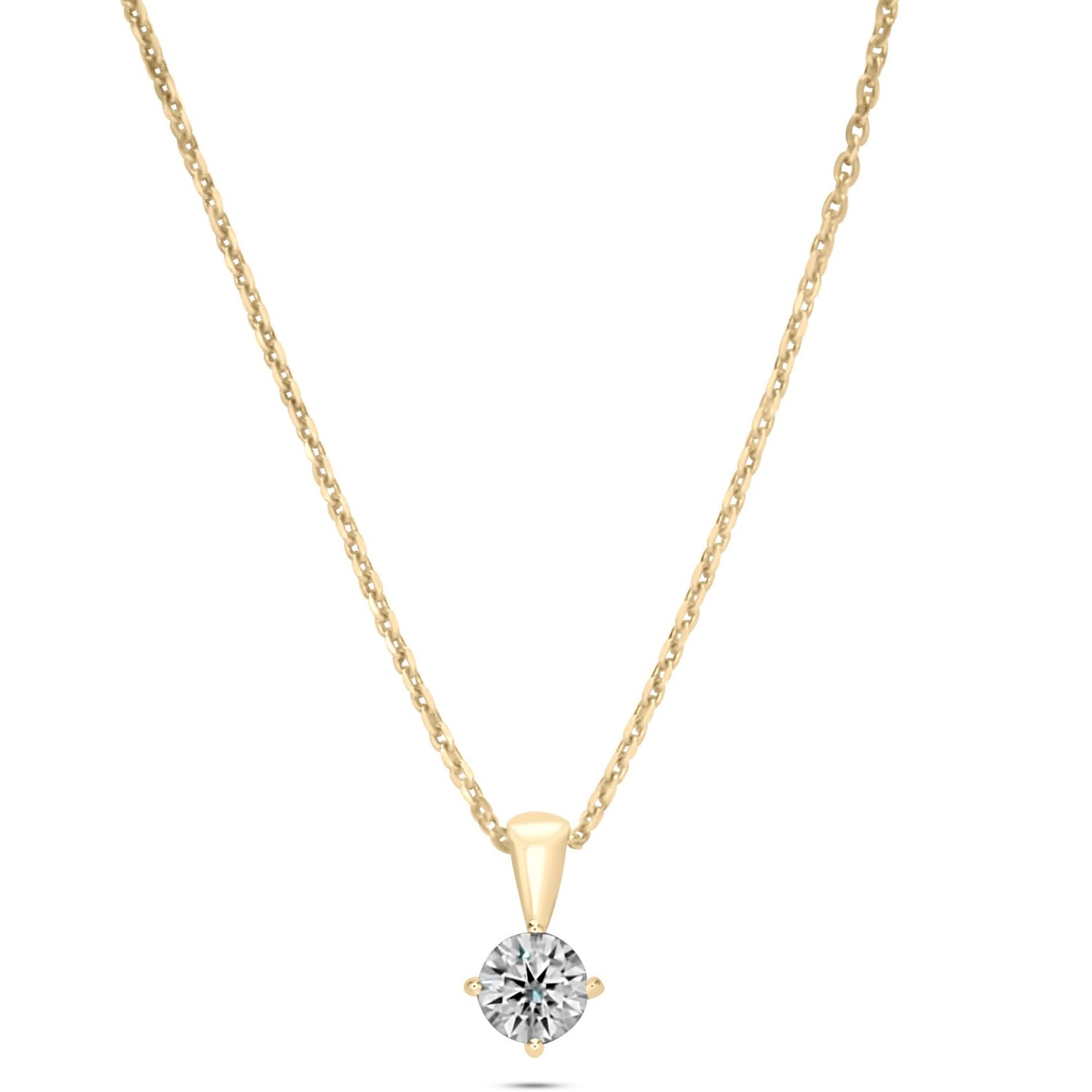 Diamond Solitaire Necklace - 18k Yellow Gold