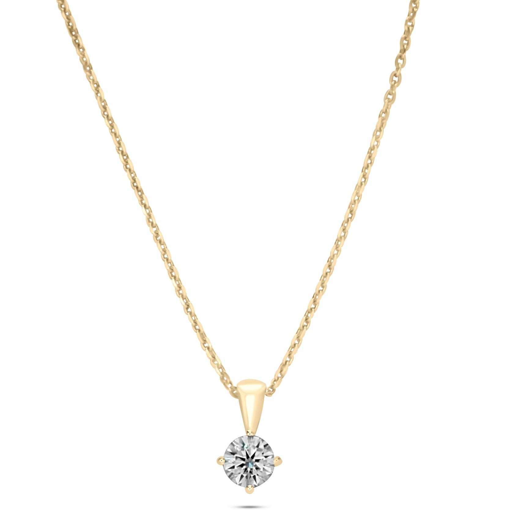 Diamond Solitaire Necklace - 18k Yellow Gold