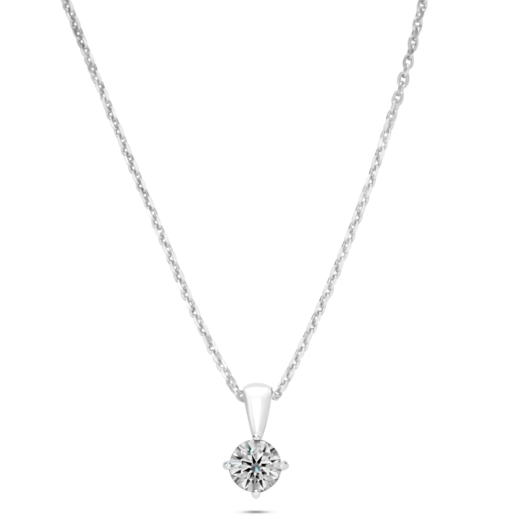 Diamond Solitaire Necklace - 18k Yellow Gold