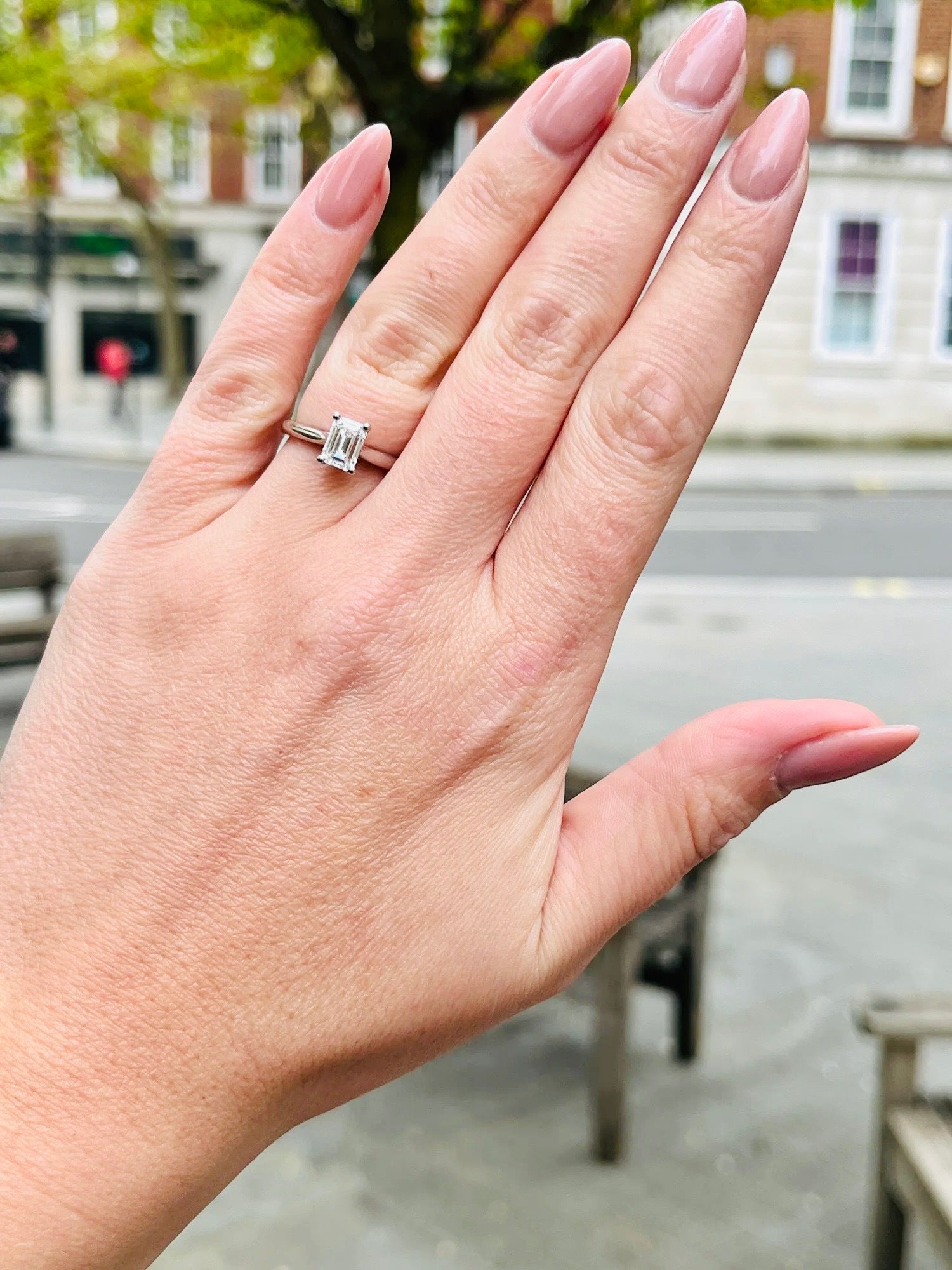 Engagement ring with 2025 plain band