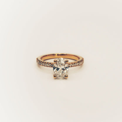 Floris Oval Diamond Ring With Diamonds on Shoulder