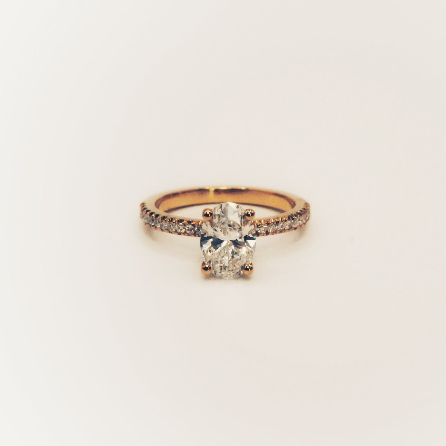 Floris Oval Diamond Ring With Diamonds on Shoulder