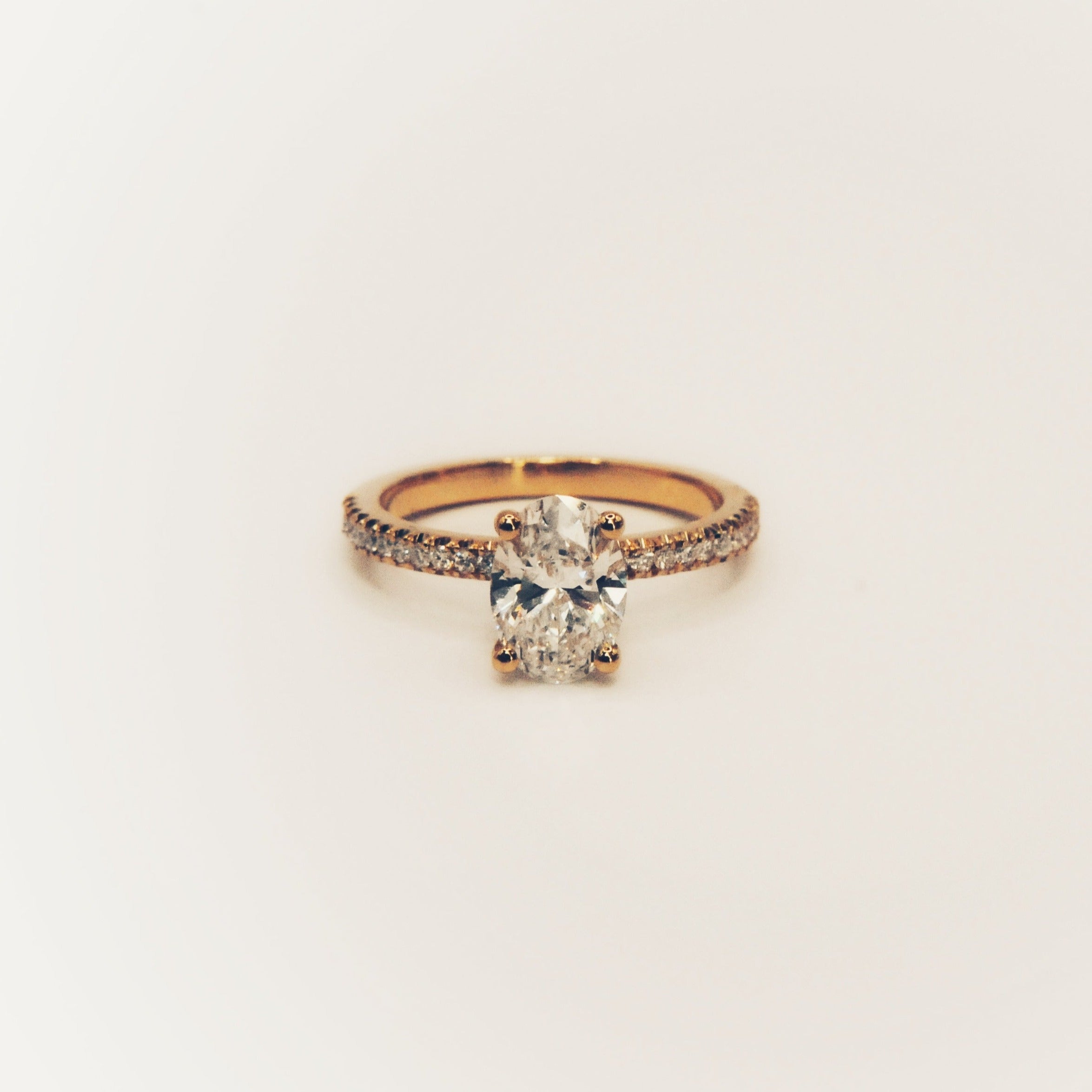 Floris Oval Diamond Ring With Diamonds on Shoulder