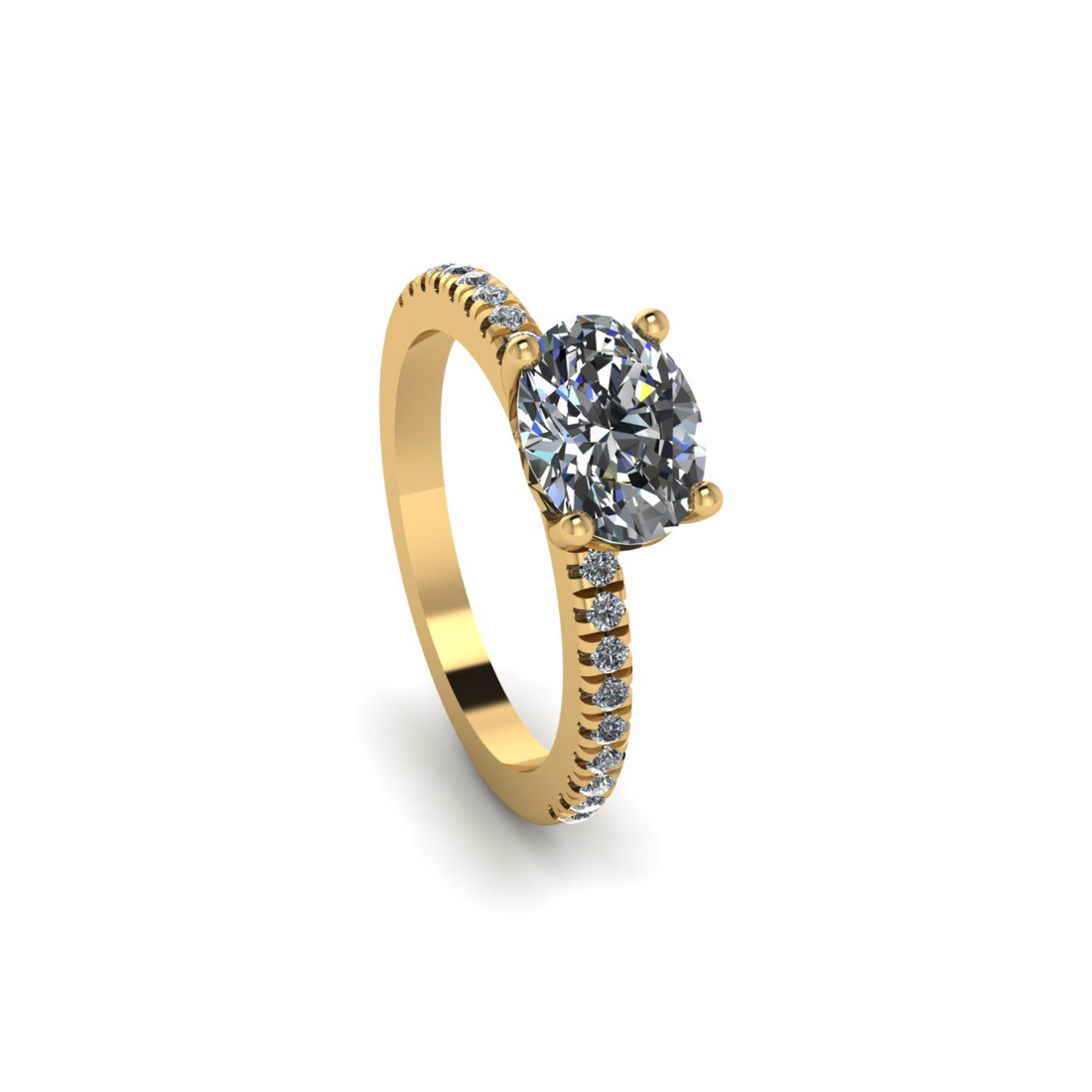 Floris Oval Landscape Diamond Ring With Diamonds on Shoulder