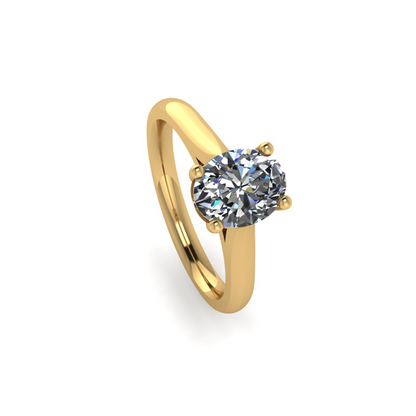 Serenity Oval Diamond Plain Band Ring