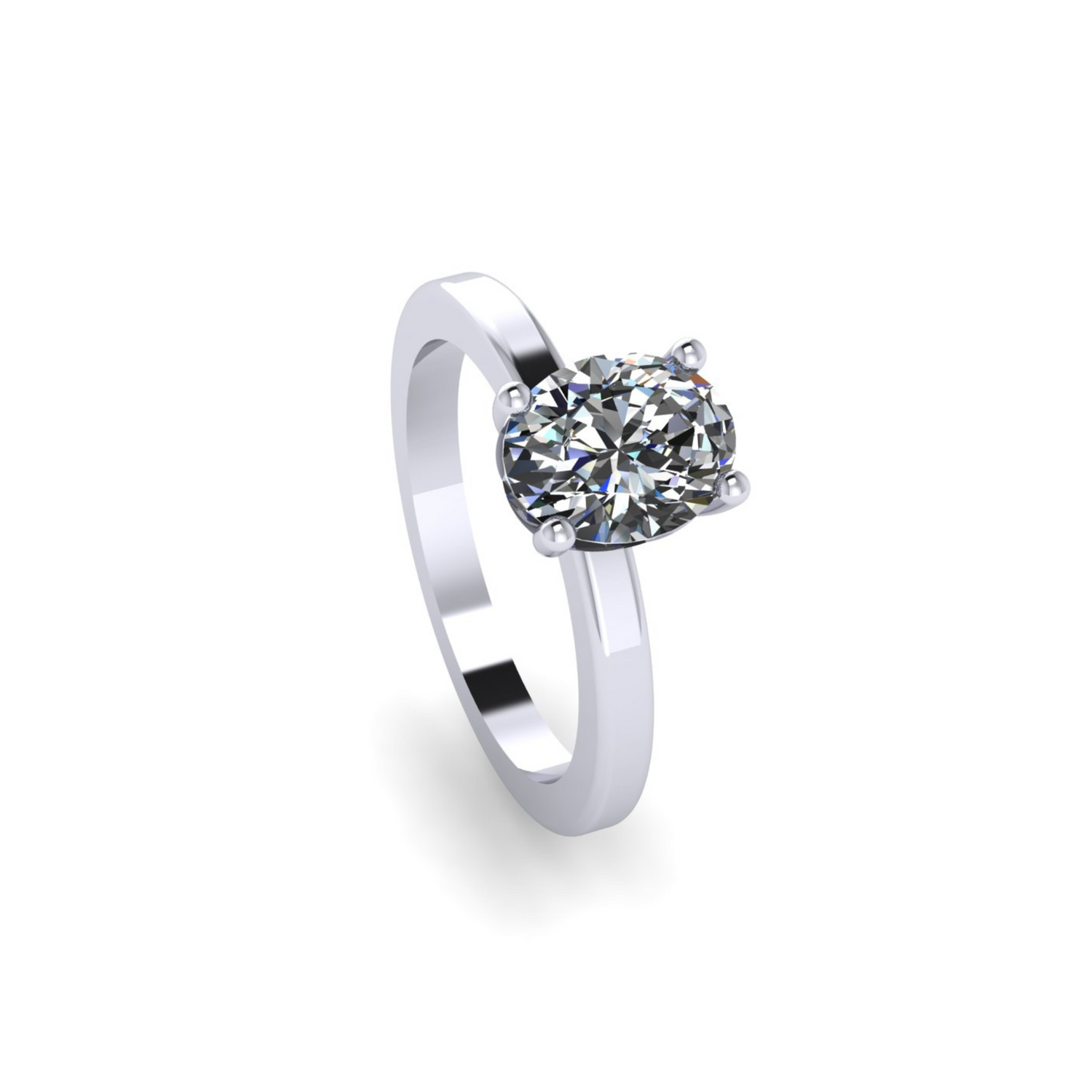 Floris Oval Diamond Plain Band Ring