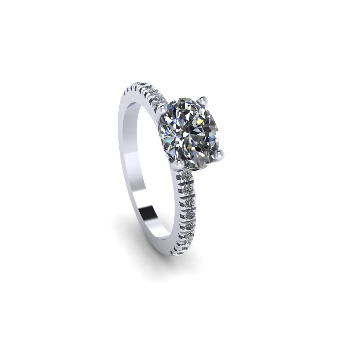 Floris Oval Landscape Diamond Ring With Diamonds on Shoulder