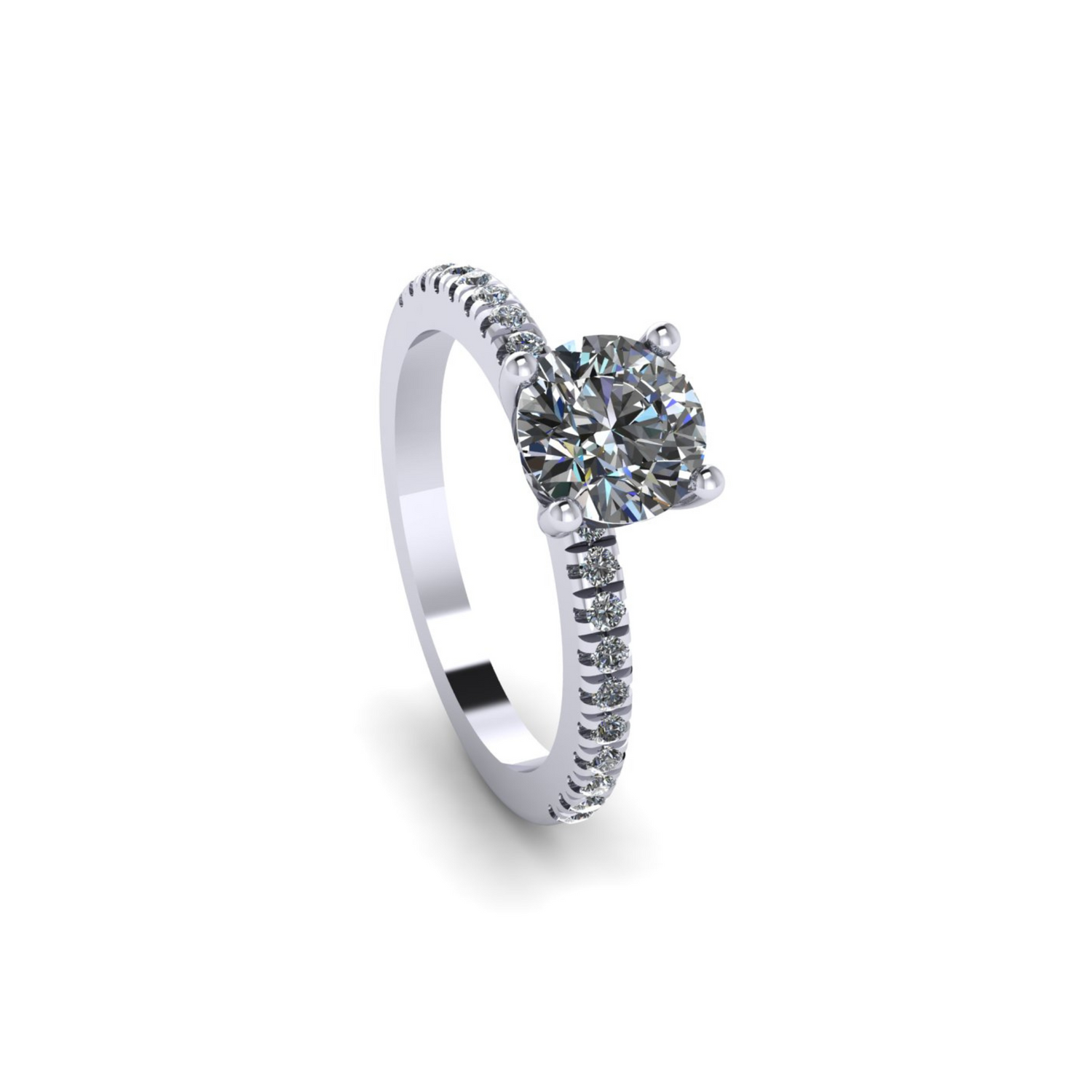 Floris Round Diamond Ring With Diamonds on Shoulder