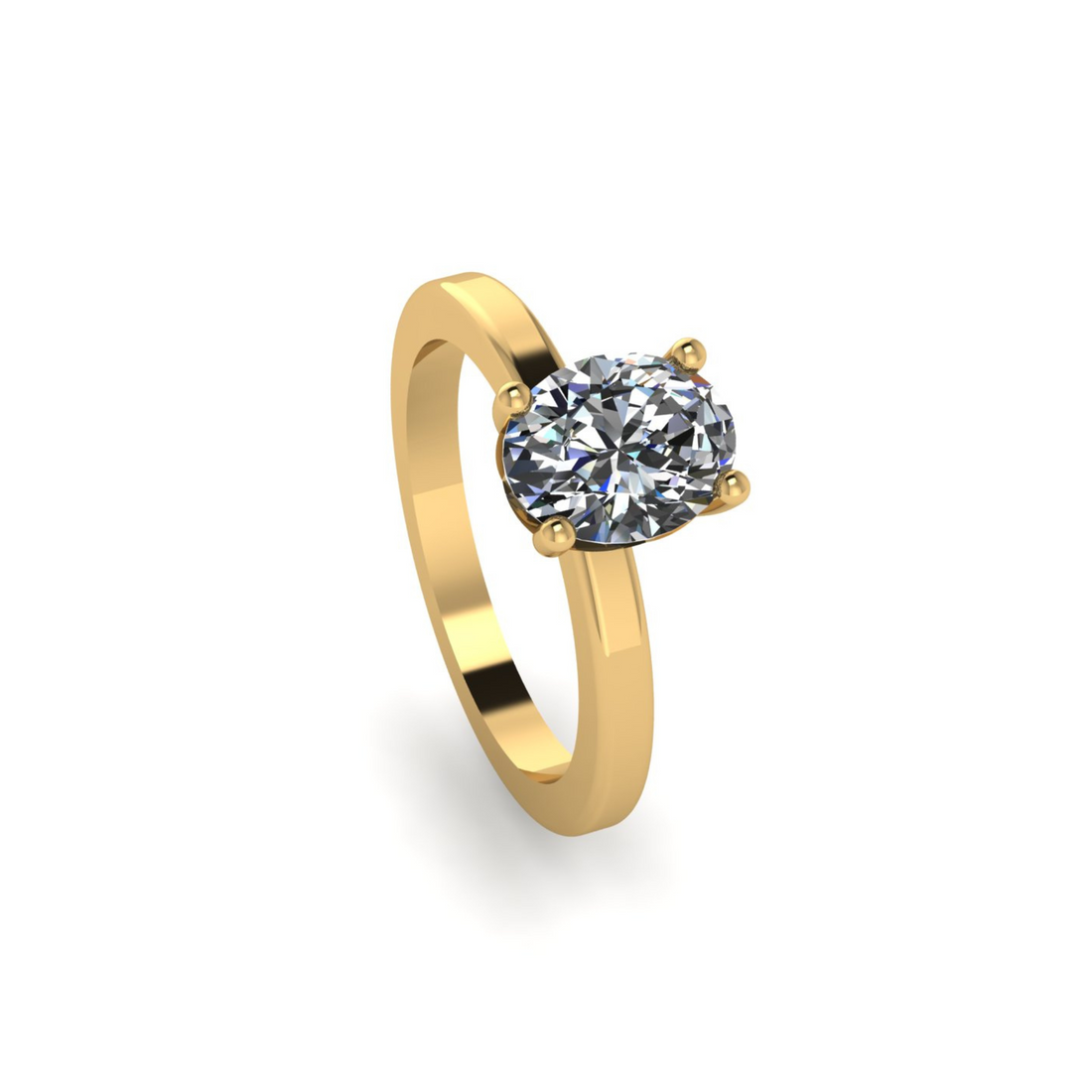 Floris Oval Diamond Plain Band Ring