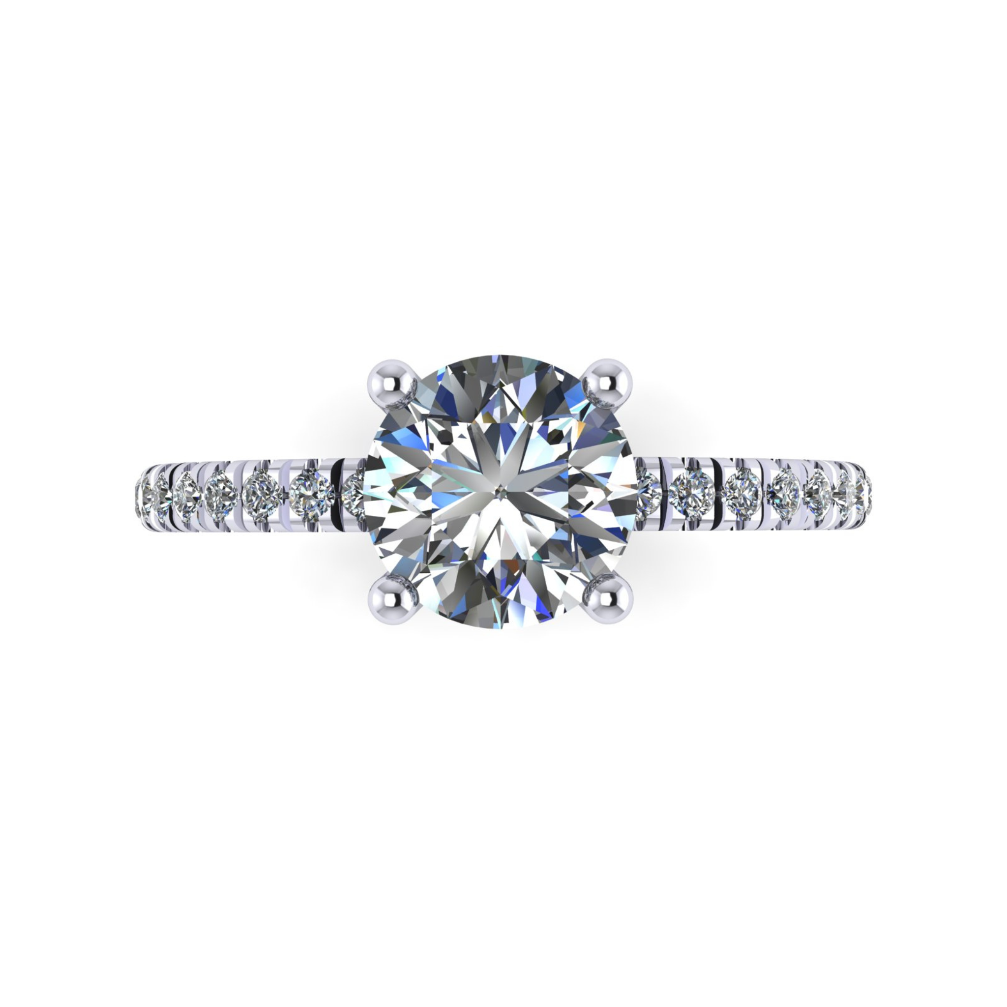 Floris Round Diamond Ring With Diamonds on Shoulder