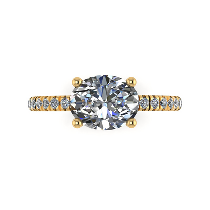 Floris Oval Landscape Diamond Ring With Diamonds on Shoulder